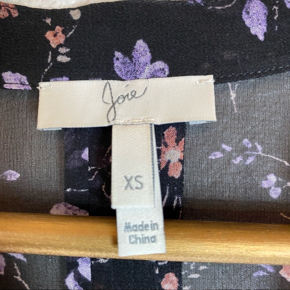 Joie- Martine Sheer Silk Floral Blouse - XS - Picture 5 of 8